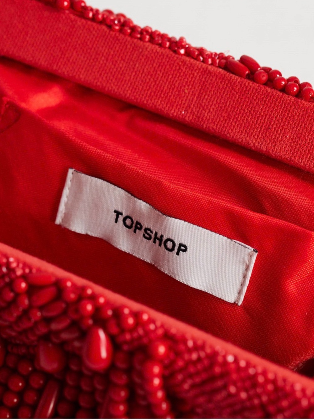 Topshop Red Beaded Embellished Mini Clutch Bag NWT - Picture 3 of 8